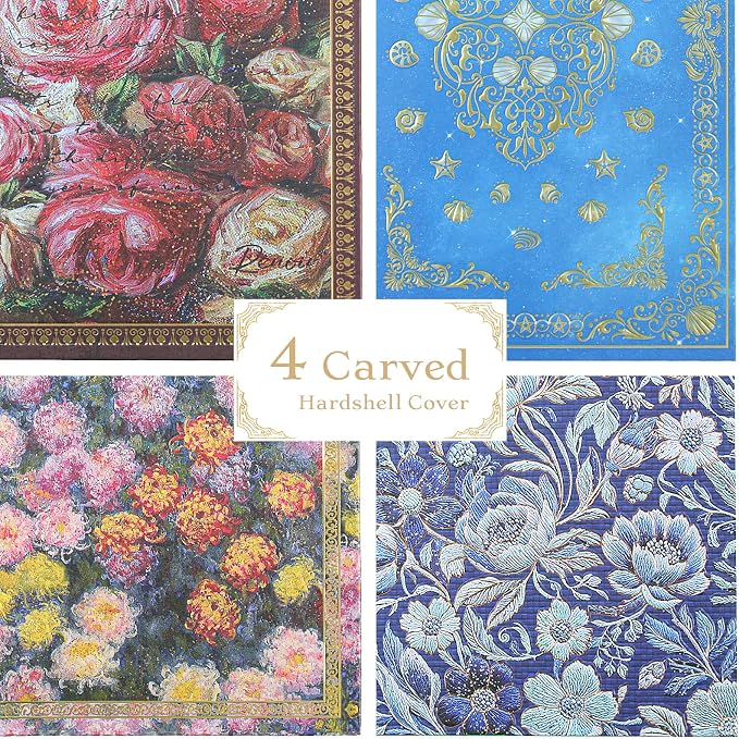 Hardcover Lined Journal - 224 Pages 100GSM Thick A5 Notebook with Gilded Edges & Gold Foil, Aesthetic Chrysanthemum Garden Diary for Women, Dream Journal
