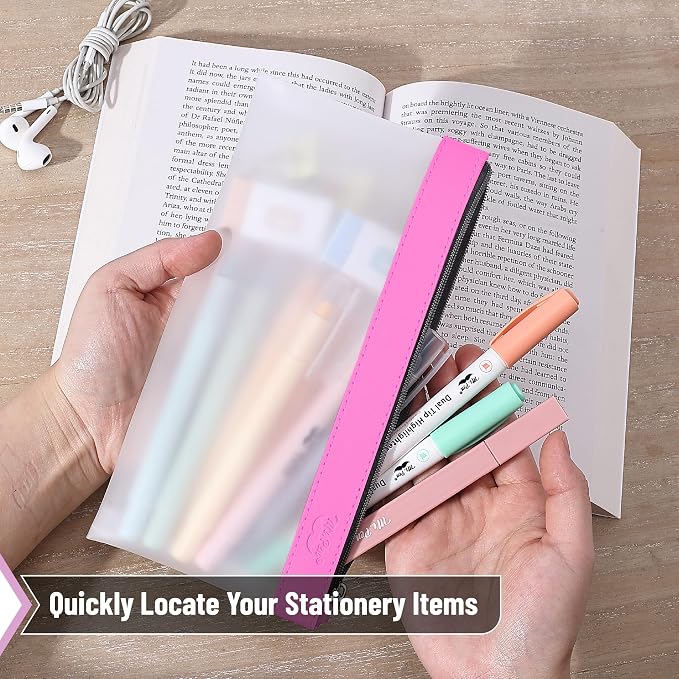 Mr. Pen- Clear Pencil Pouch, 8.50"x4.25", 3 Pack, Durable TPU Material | Medium Water-Resistant Pencil Bags with Smooth Zipper, Multipurpose Clear Pouch for Stationery, School, Office