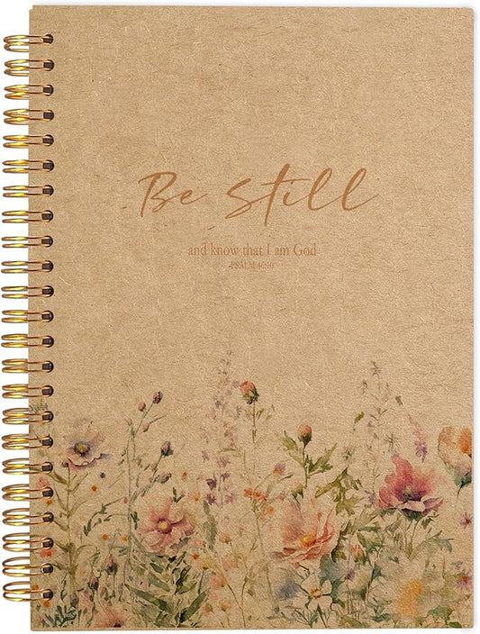 PSALM 46 Be Still and Know That I am God Christian Notebook Journal - Christian Gifts for Women, Bible Journal Notebooks for Note Taking, Bible Journaling Notebook, Spiral Notebook 5.5x8.3 Kraft Paper