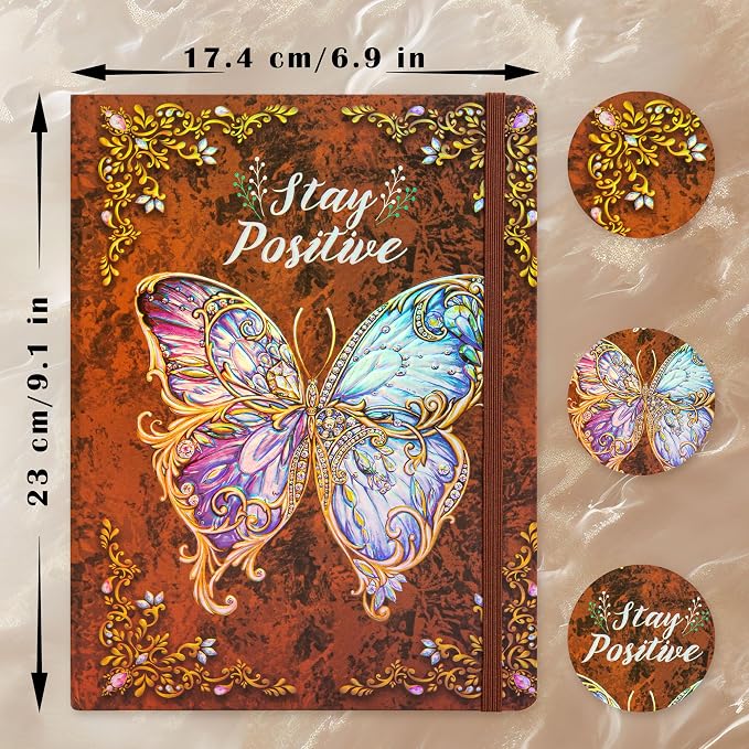 B5 Hardcover Journal for Women & Men -Butterfly Aesthetic Lined Notebook | 192 Pages Thick 80gsm Paper Writing Journal for Office, School, Travel Notes & Gift-9" x 6.9