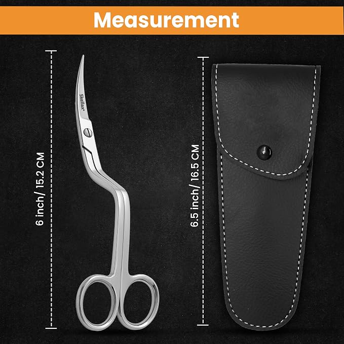 Applique Scissors 6 Inch - Premium Quality Stainless Steel With Precision Blades - Double Bent Curved Scissors for Embroidery, Fabric, Thread, Knitting, Sewing, Arts & Craft