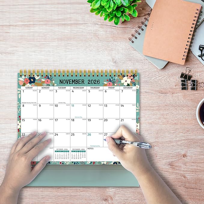 Desk Calendar 2026-2027 - Standing Flip Desktop Calendar 2026-2027, 18 Months(July 2026 - December 2027), 10" x 8", Large with Notes, To-dos, Yearly Overview, Thick Paper, Great for Easy Planning