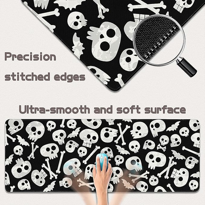 Gaming Mouse Pad - (31.5"×11.8") Skull Large Mouse Pads for Desk - Desk Mat for Keyboard and Mouse with Non-Slip Base, Desks Pad Matfor Game/Office & Home