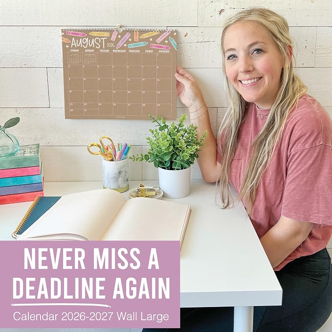 2026 Calendar Wall - 2026 Wall Calendar Large, 18-Month Hanging Calendars for School, Home & Office, Academic Monthly Calendar from January 2026 to June 2027, Back to School Teacher Gifts