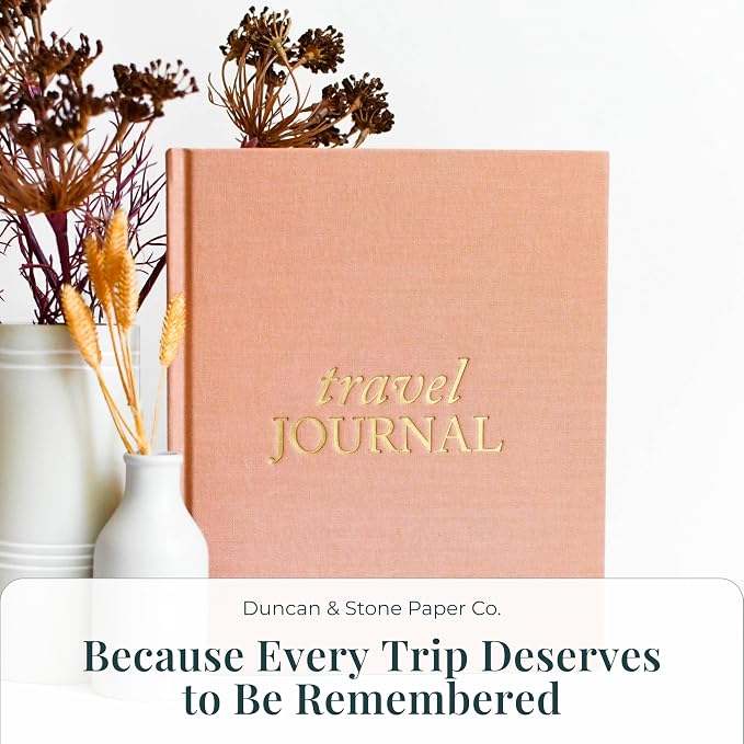 DUNCAN & STONE PAPER CO. Travel Journals - Elegant Journaling Notebook To Record All Your Travel Adventures Up To 15 Trips (Sage Green,110 Page)