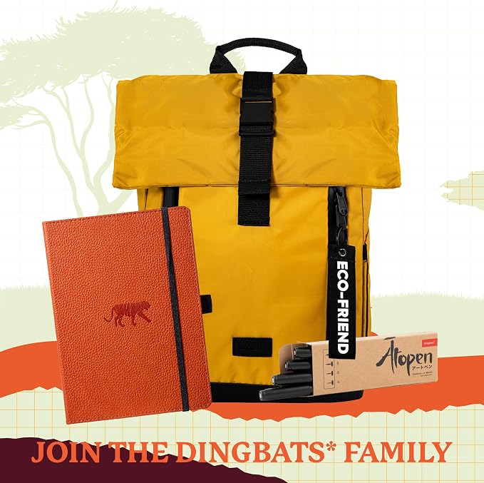 Dingbats* Wildlife Lined Writing Journal Notebook A5 - Vegan Leather Hardcover - Ideal for Work, Travel - Pocket, Elastic Closure, & Bookmark