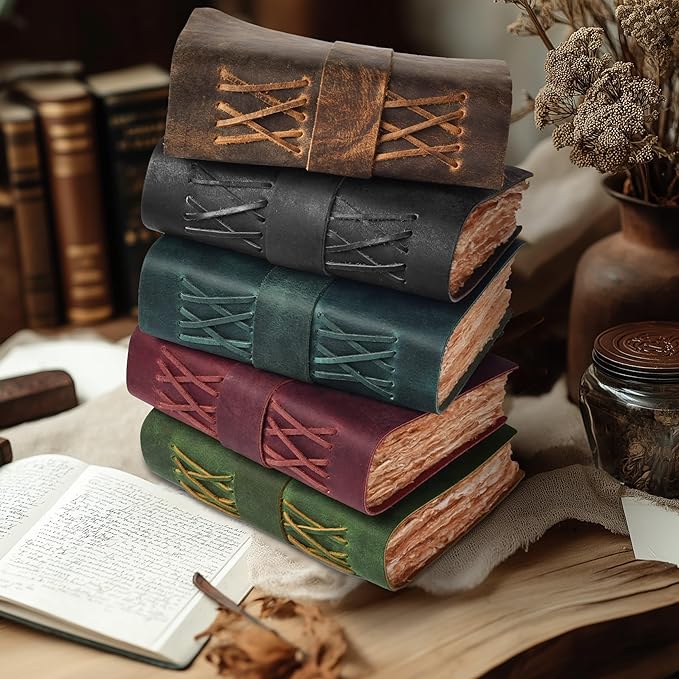 LEATHER VILLAGE Leather Bound Vintage Journal for Women & Men - Book of Shadows - Lock Closure - 200 Pages of Antique Deckle Edges Handmade Watercolor Paper - Fuchsia - 13X8 inches