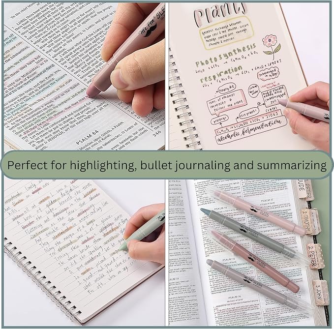 Mr. Pen- No Bleed Gel Highlighters, Dusty Colors, 8 Pack | Bible Highlighters and Pens No Bleed, Bible Markers for Study, Journaling, School Supplies and Accessories