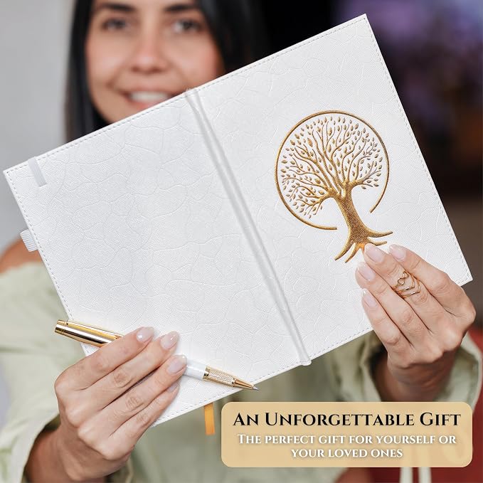 Veway Premium Tree of Life Journal and Pen Set for Women (Radiance) | 224-Page Hardcover Notebook, Elegant Gift Box & Refillable Gold Pen | A5 Aesthetic Writing Journal & Inspirational Gift
