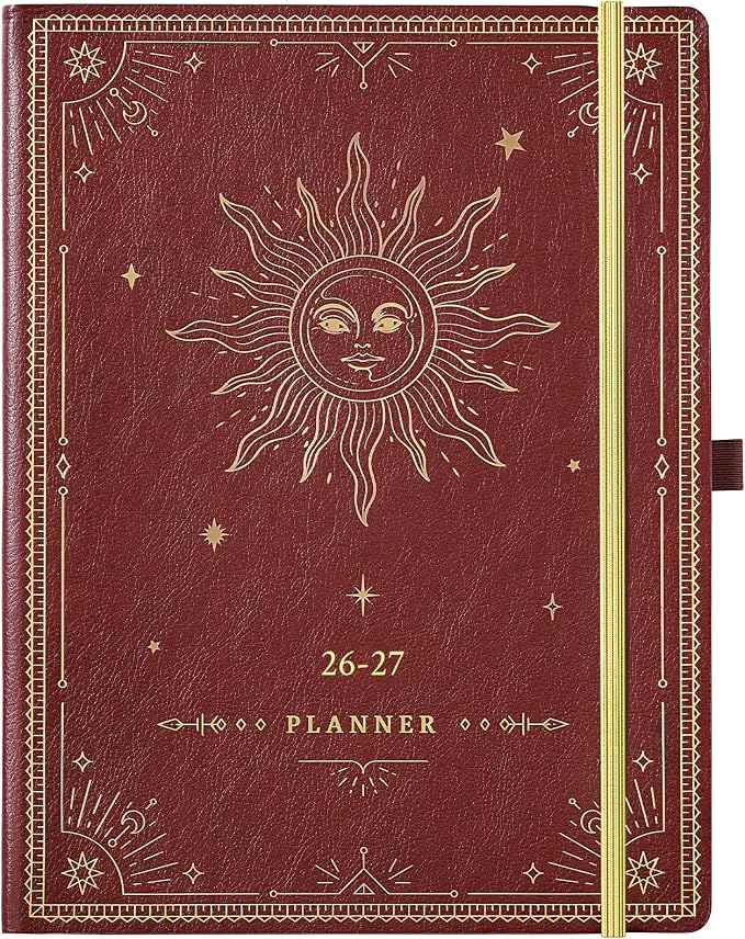 2026-2027 Planner - Academic Planner 2026-2027, 9" x 11", Jul. 2026 - Jun. 2027, Weekly and Monthly Planner 26-27, Leather Cover with Thick Paper, Back Pocket - The Sun