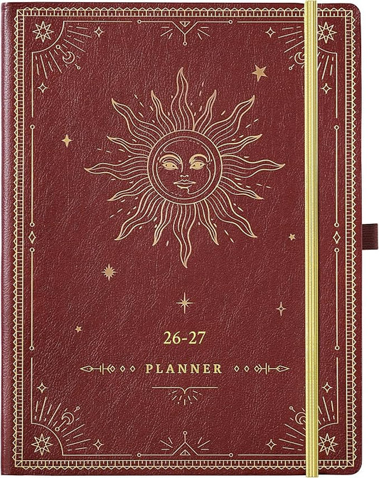 2026-2027 Planner - Academic Planner 2026-2027, 9" x 11", Jul. 2026 - Jun. 2027, Weekly and Monthly Planner 26-27, Leather Cover with Thick Paper, Back Pocket - The Sun