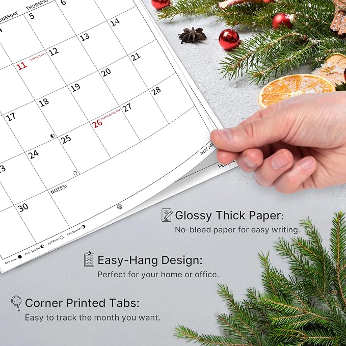 2026-2027 Wall Calendar, 2026-2027 Pathways Calendar, 18 Months from Jul 2026 - Dec 2027, 12" x 24" Open, Thick Paper, Hanging Holes, Large Blocks, Holidays, Gifts for Planning Organizing