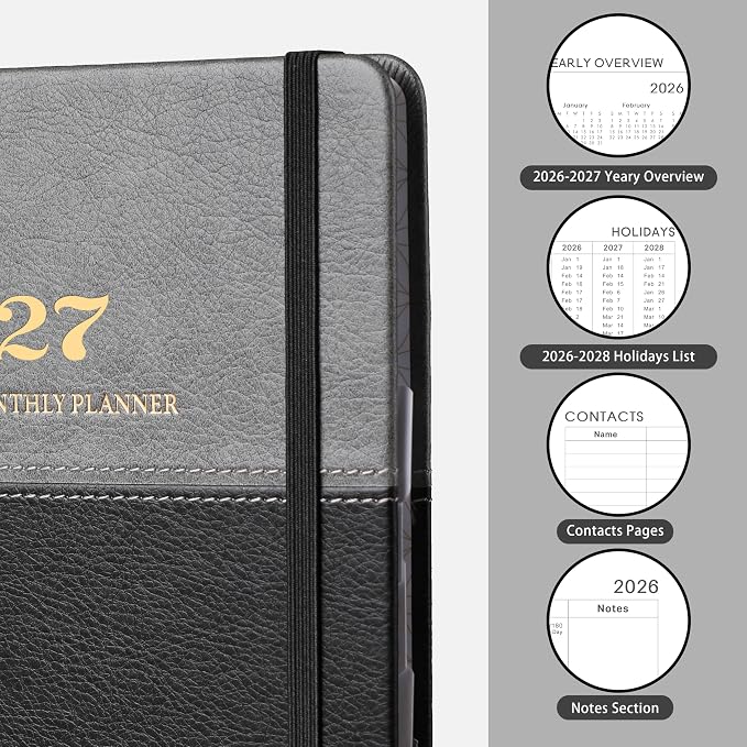 2026-2027 Planner - Weekly Monthly Calendar Planner 2026-2027, 6.4" x 8.5" | July 2026-June 2027, Academic Agenda with Elastic Closure, Inner Pocket