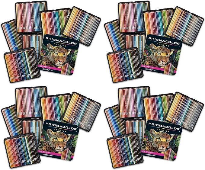 Prismacolor Premier Colored Pencils, Soft Core, Assorted Colors, Durable, Vibrant, Ultra-Smooth, Adult Coloring, Drawing, Sketching, Arts & Crafts, 132 Count (Pack of 4)