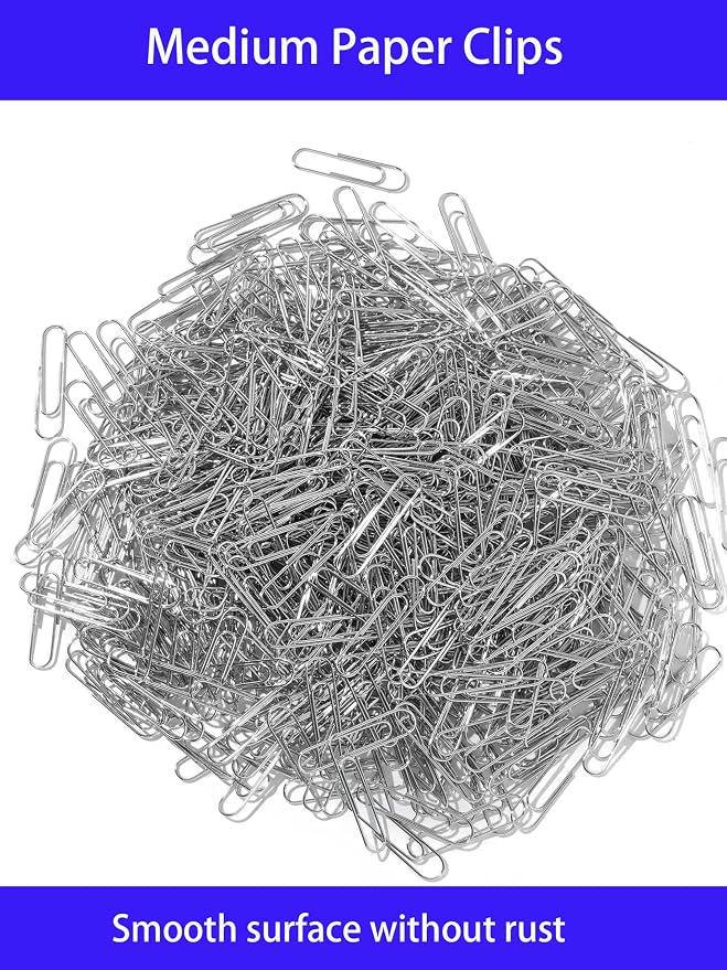 Paper Clips, 600 Pcs Paperclips Premium Medium Paper Clip, 1-2/7" Silver School Office Supplies Heavy Duty, Ideal for Bookmark(Silver)