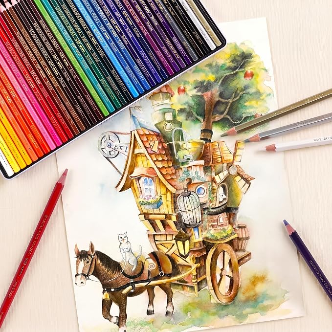 rubens Watercolor Pencils Sets, 36 Counts Soft Core Colored Pencils, Professional Artist Watercolor Pencils, Water Soluble Colors Pencils In A Metal Box for Adult Coloring, Drawing, Sketching