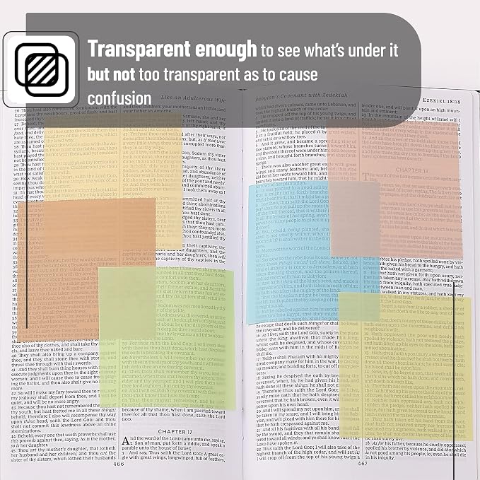 Mr. Pen- Transparent Sticky Notes, 3" x 3", 12 Pads, 600 Sheets | See Through Self-Adhesive Notes for Bible Journaling and Studying, Water-Resistant, Easy to Peel, Clean Removal