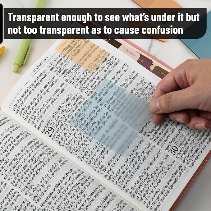 Mr. Pen- Transparent Sticky Notes Set, 200 Sheets | Transparent Sticky Notes and Planner Tabs with Black Fineliner Pen for Bible Study, Office, School, Planning