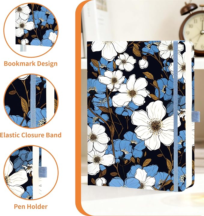 Mlife Lined Journal Notebook for Women & Men,A5 Hardcover PU Leather Journals for Writing,100 GSM Thick Paper, Perfect for College,Work,Office Supplies,Garden B