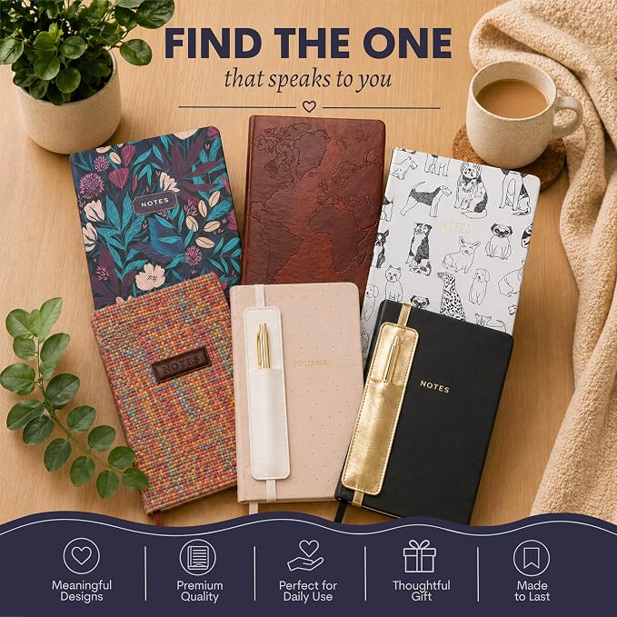 WORLD TRAVELER Eccolo A5 Hardbound Journal Notebook 256 Ivory Lined Pages | Sturdy Flexible Hardcover, 80GSM Acid-Free Ivory Pages, Smyth-Sewn Lay-Flat Binding, Ribbon Bookmark