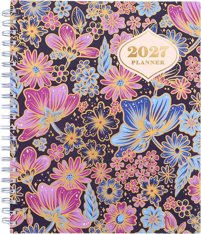 Mead Cambridge 2027 Planner, Weekly & Monthly, 15-Month Oct-Dec, 8.5" x 11", CatCoq, Retro Flower (CC02-905-27)
