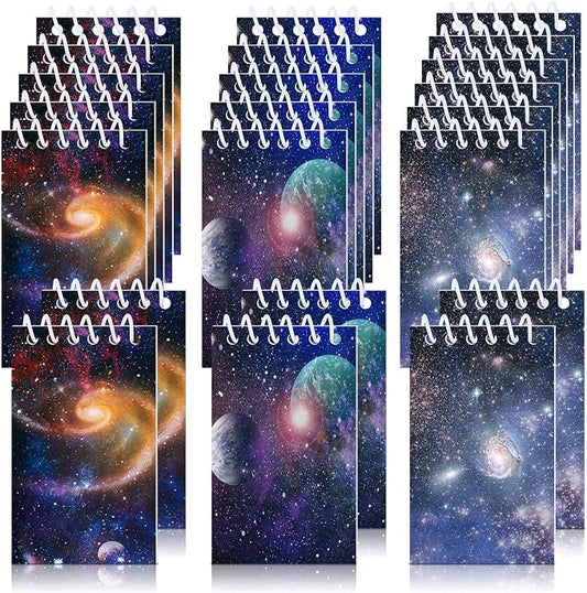 Tinlade 24 Pieces Space Party Favors Outer Space Galaxy Mini Notebooks Galaxy Party Favors Rocket Notebook Solar System Notepads Memo Planets Notepads for Office Reward Birthday Supplies