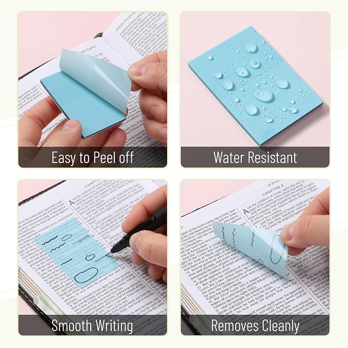 Mr. Pen- Small Transparent Sticky Notes, 1.5" x 2", 12 Pads, 600 Sheets | Vintage, Mini See Through Self-Adhesive Notes Bulk for Bible Journaling and Studying, Water-Resistant, Clean Removal