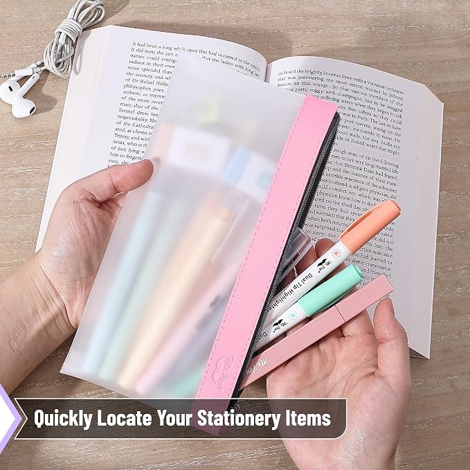 Mr. Pen- Clear Pencil Pouch, 8.50"x4.25", 6 Pack, Durable TPU Material | Medium Water-Resistant Pencil Bags with Smooth Zipper, Multipurpose Clear Pouch for Stationery, School, Office