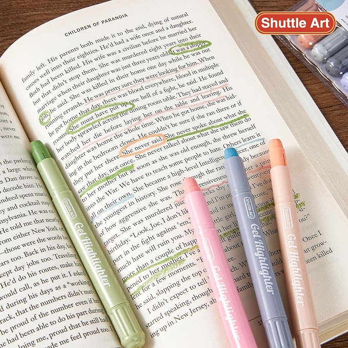 Shuttle Art Bible Highlighters and Pens No Bleed, 12 Mild Colors Gel Highlighters No Bleed Through, Bible Journaling Supplies, Great for Journaling Highlighting and Studying