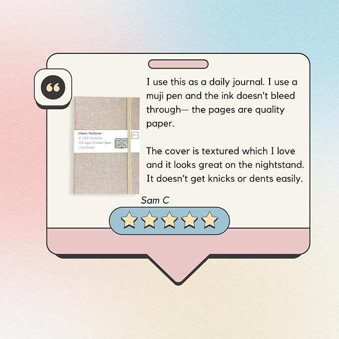 Portage Lined Hardcover Aesthetic Notebook Writing Journal – Bleed-Proof Paper Notepad for Journaling, High GSM, A5 Notebook, Cream Pages - Oatmeal, 6 x 8.5 Inches, 224 Pages