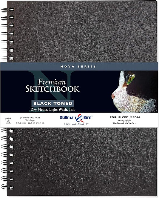 Stillman & Birn Nova Series Grey Wirebound Sketchbook, 9" x 12", 150 gsm (Heavyweight), Grey Paper, Medium Grain Surface