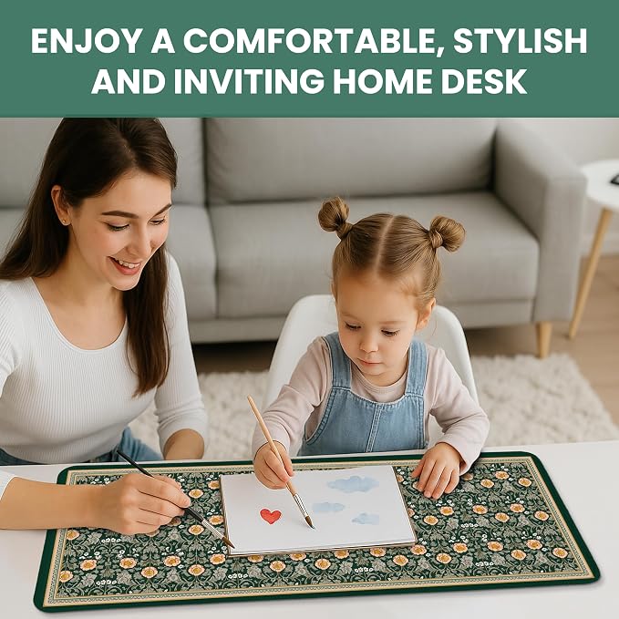 Large Mouse Pad for Desktop, Cute Desk Mat Pad Protector for Work & Gaming, Aesthetic Pretty Anti-Slip Laptop Blotter Cover for Office School Home Supplies, Soft Gold Petals, 31.5" x 11.8"