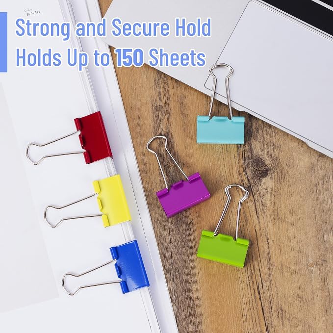 Mr. Pen- Binder Clips, 1.25 inch, 25 Pack | Colored Colored Binder Paper Clips Medium Size, Paper Clamps for Office Supplies, Home, School, Business, Document Organizing