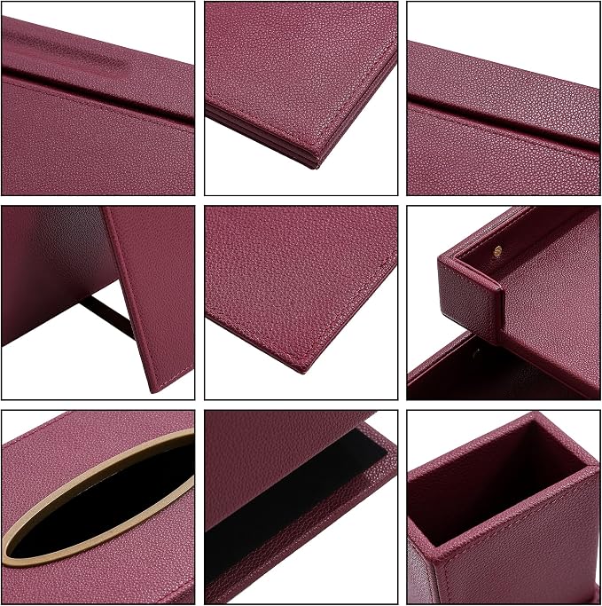 Leather Desk Set,13-Piece Desk Organizer Set, Executive Office Accessories with Desk Pad & Blotter, 2-Tier Tray, Pen Holder & More, Professional Office Desk Decor & Gift Set (Burgundy)
