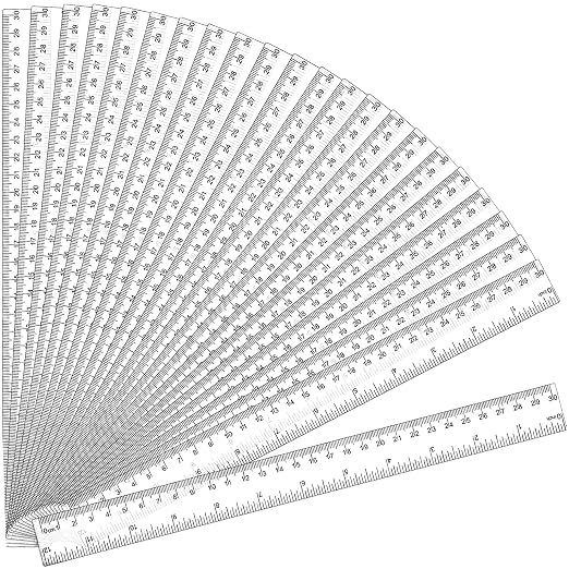 200 Pack Clear Plastic Ruler 12 Inch, Rulers Bulk for Classroom, Transparent Ruler with Centimeters and Inches, Drawing Tool Metric Rulers for Kids, Ideal Back to School Office Home Supplies