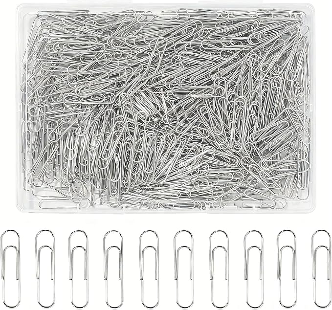 Paper Clips, 600 Pcs Paperclips Premium Medium Paper Clip, 1-2/7" Silver School Office Supplies Heavy Duty, Ideal for Bookmark(Silver)