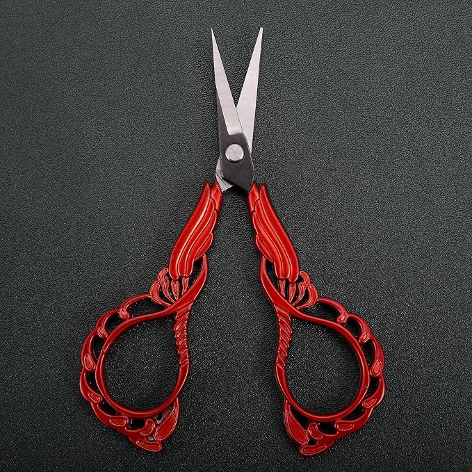 YOUGUOM Small Sewing Scissors, Little Embroidery Shears with Cover | 4.3in, Red, Sharp, Precision, DIY Tools, for Craft, Needlework, Cross Stitch, Paper, Thread Cutting, Left/Right Handed