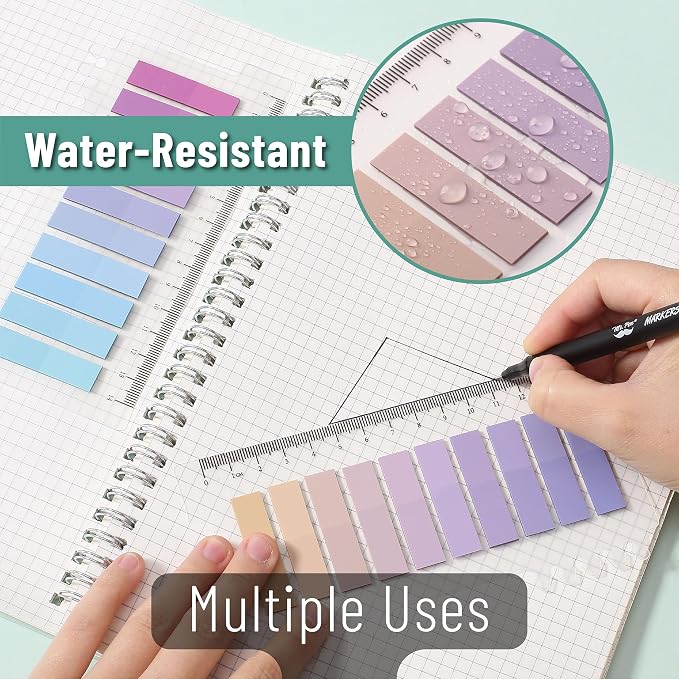 Mr. Pen- Colorful Sticky Tabs, 1600 pcs, Translucent Page Markers | Water-Resistant Book Tabs for Annotating, Bible Study, Planning, Indexing & Document Organization