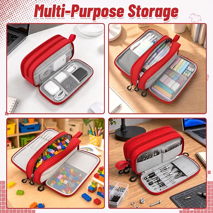 Pencil Case for Boys, Large Capacity Pencil Pouch with Zipper Compartments, Gamer Pen Bag Organizer for School Kids Teens