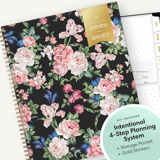 Blue Sky 2026-2027 Weekly & Monthly Academic Planner, 8.5"x11", Rose Garden | July 2026 - June 2027, Flexible Cover, Laminated Tabs, Storage Pocket, Stickers, Academic Year, Day Designer