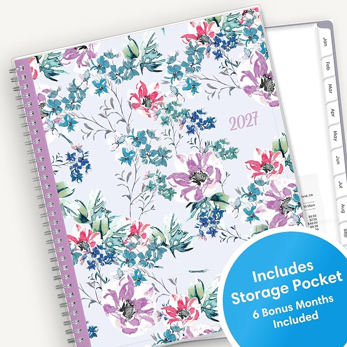 Blue Sky 2027 Weekly & Monthly Planner Calendar, 8.5"x11", Laila | January 2027 - December 2027, Clear Pocket Cover, Durable Twin Wire Binding, Laminated Tabs, Storage Pocket