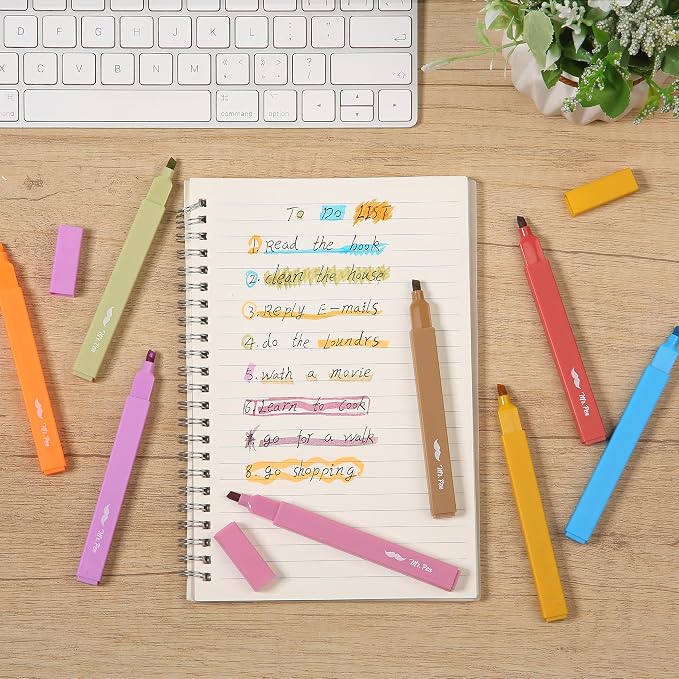 Mr. Pen- Aesthetic Highlighters No Bleed, 8 Pack, Assorted Colors | Chisel Tip, Cute Highlighters Assorted Colors for Journaling, Highlighting, Underlining, Fast Dry, Back to School Supplies