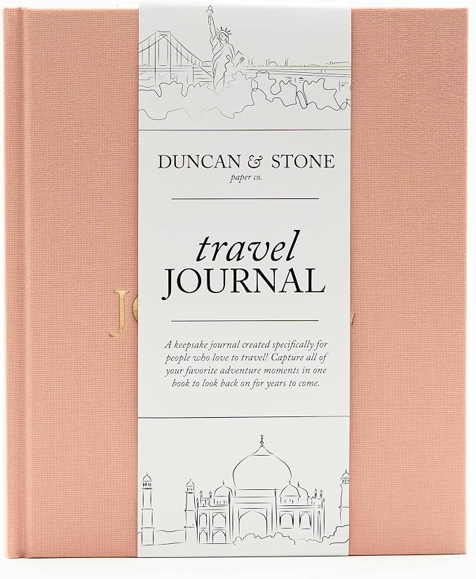 DUNCAN & STONE PAPER CO. Travel Journals - Elegant Journaling Notebook To Record All Your Travel Adventures Up To 15 Trips (Rose,110 Page)