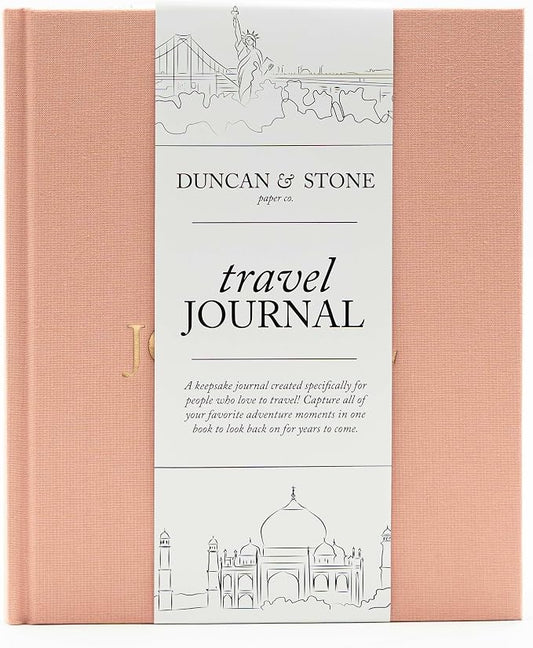 DUNCAN & STONE PAPER CO. Travel Journals - Elegant Journaling Notebook To Record All Your Travel Adventures Up To 15 Trips (Rose,110 Page)