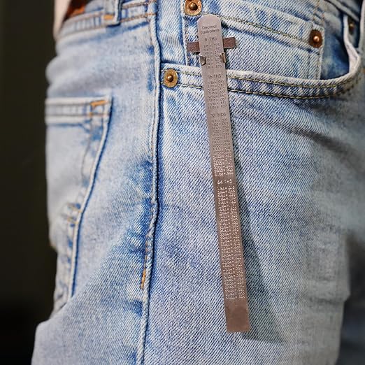 PEC Tools 6" Machinist Pocket Ruler - Stainless Steel with Pocket Clip, Round End, 32nds and 64ths Graduations on Front, Decimal Equivalents Chart on Back - Made in USA