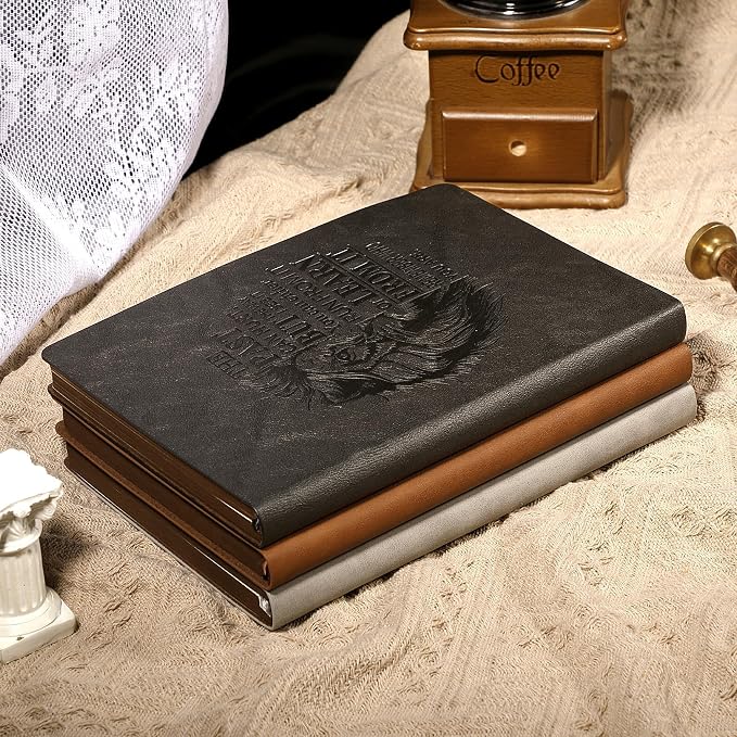 MINICAGIE Leather Journal for Men Soft Cover 256 Pages Lined Bible Journals for Writing A5 Lion Journaling Notebooks Vintage Inspirational Diary, 5.7" x 8.3", Black