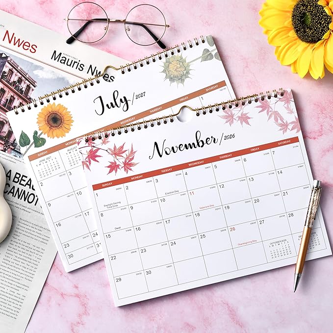 Calendar 2027 - Wall Calendar 2027, Jul. 2026 - Dec. 2027, 11" x 8.5", Small 18 Monthly Calendars 2027 with Thick Paper and Julian Date