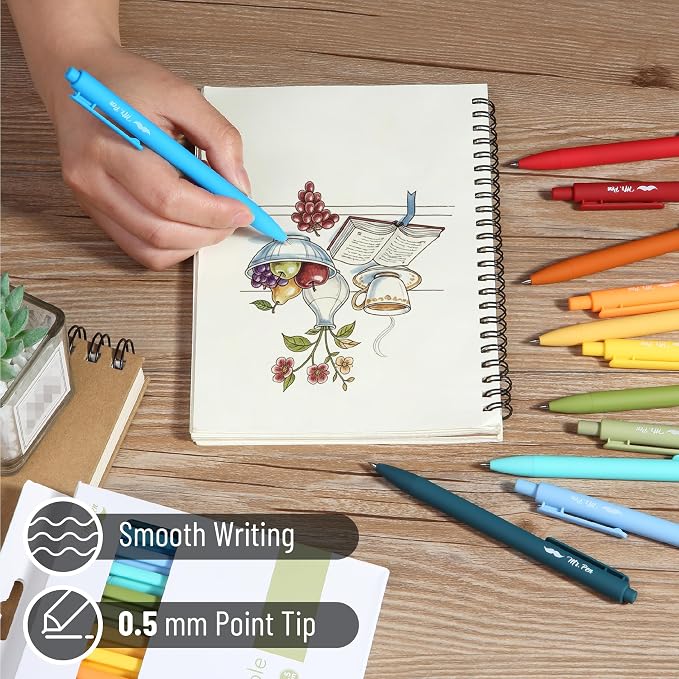 Mr. Pen- Retractable Gel Pens, 12 Pack, Winter Forest Color Inks | Fine Point 0.5mm, Fast Dry, Smooth Writing, Cute Pens for Drawing, Writing Planner and School Supplies