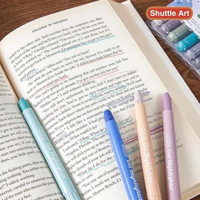 Shuttle Art Bible Highlighters and Pens No Bleed, 12 Dusty Colors Gel Highlighters No Bleed Through, Bible Journaling Supplies, Great for Journaling Highlighting and Studying