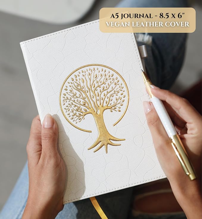 Veway Premium Tree of Life Journal and Pen Set for Women (Radiance) | 224-Page Hardcover Notebook, Elegant Gift Box & Refillable Gold Pen | A5 Aesthetic Writing Journal & Inspirational Gift